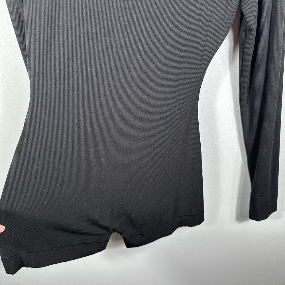 SKIMS Black Soft Lounge Button Up Henley Ribbed Sleep Romper Size Medium Casual - Picture 13 of 16